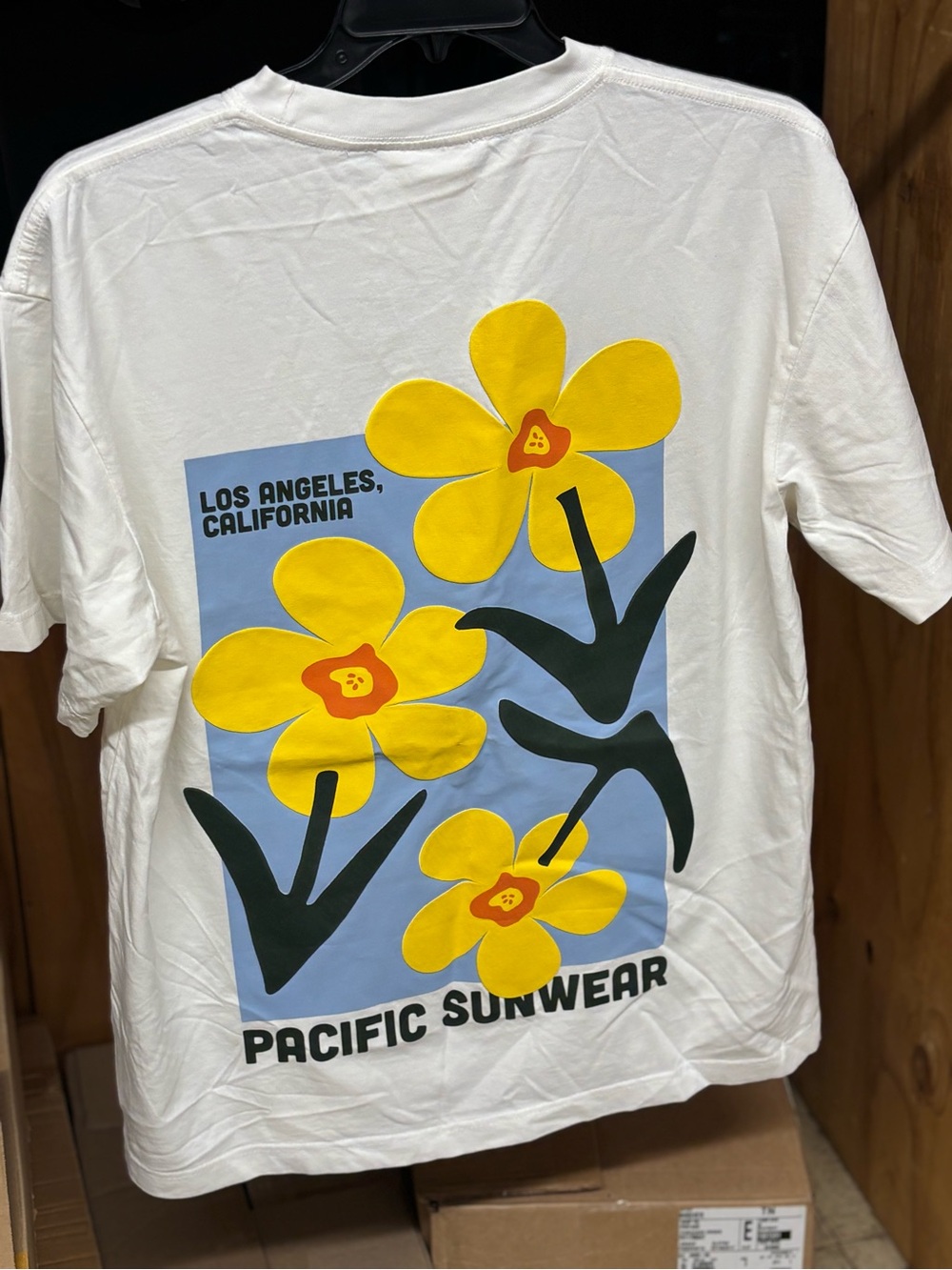 PacSun White Short Sleeve Tee with Yellow Floral Graphic